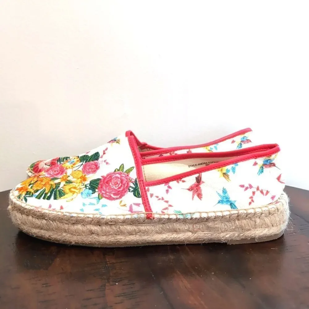 Johnny Was Andra Floral Embroidered Espadrille Shoe Size 9